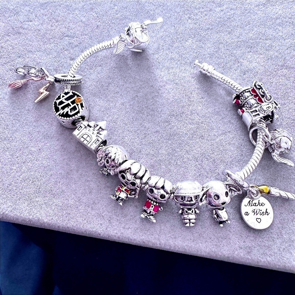 Harry Potter Charm Bracelet Hermione Ron Dobby Hogwarts Theme Pandora Bracelet - Picture 3 of 6